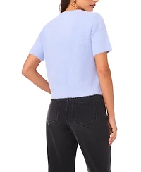 1.state Women's Eyelash Short Sleeve Cardigan Sweater