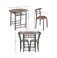 Yaheetech, 3-Piece Set, Metal Frame, Compact Dining Table with 2 Chairs