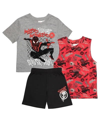Miles Morales Boys 3-Piece Short Sleeve T-Shirt, Shorts and Jogger Pants Set