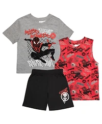Miles Morales Boys 3-Piece Short Sleeve T-Shirt, Shorts and Jogger Pants Set