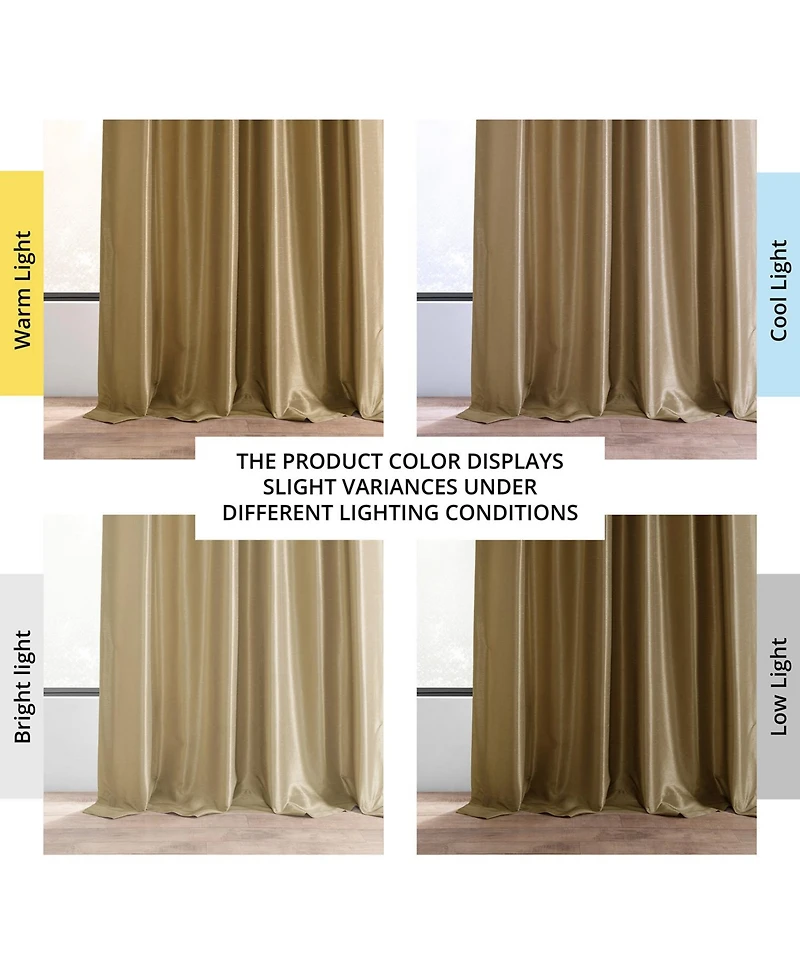 Half Price Drapes Flax Gold Vintage Textured Faux Dupioni Silk Blackout Curtain