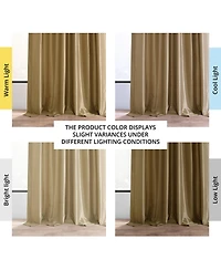 Half Price Drapes Flax Gold Vintage Textured Faux Dupioni Silk Blackout Curtain
