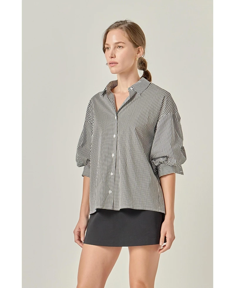 English Factory Women's Striped Button Down Shirt