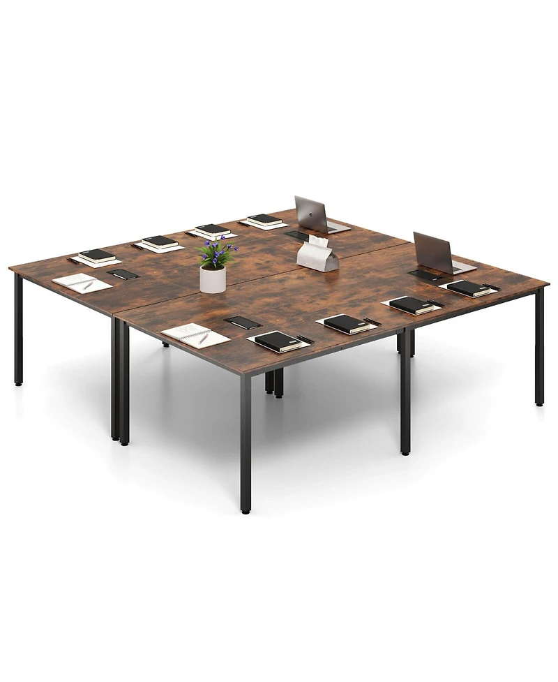 Costway 95" x 48" Large Meeting Table Seats up to 10 People 2 Cable Grommets for Office