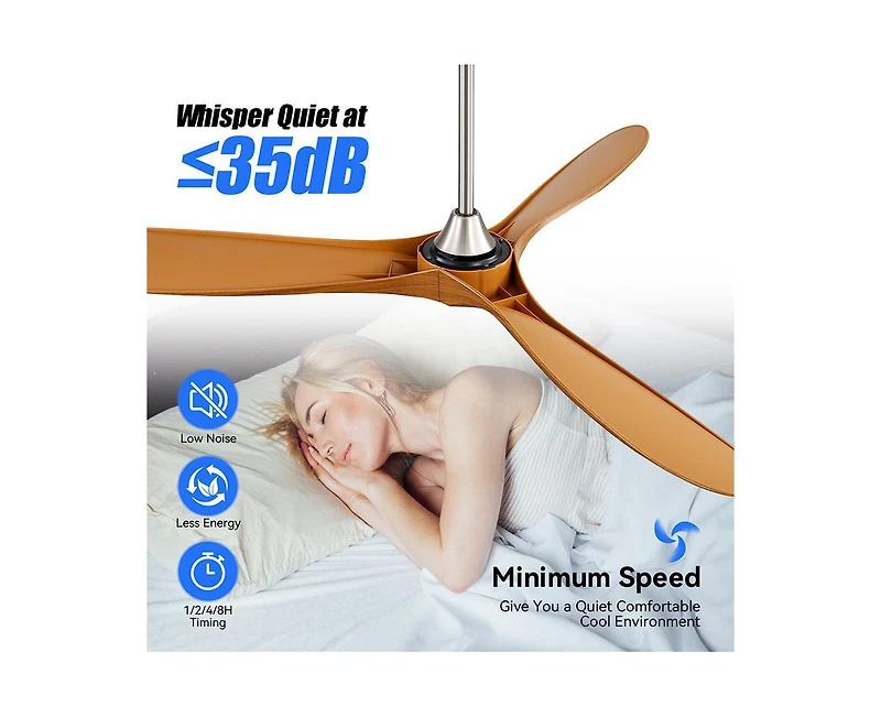 60-inch Modern Luxury Sand Nickel 3-Blade Ceiling Fans with Remote Control and Timer Function