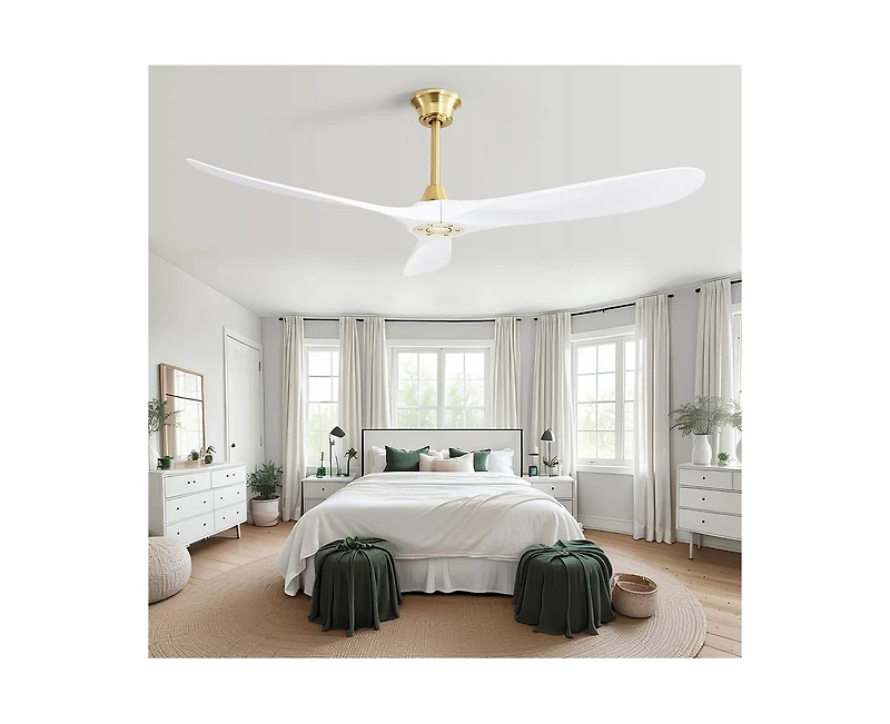 60-inch Modern Luxury Golden 3-Blade Ceiling Fans with Remote Control and Timer Function