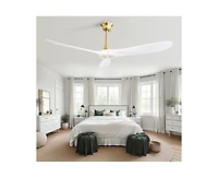 60-inch Modern Luxury Golden 3-Blade Ceiling Fans with Remote Control and Timer Function