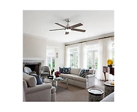 42-inch Modern Minimalist Sand Nickel 5-Blade Ceiling Fans with Led Lights and Remote Control