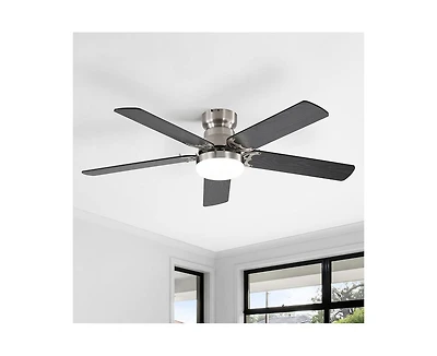 42-inch Modern Minimalist Sand Nickel 5-Blade Ceiling Fans with Led Lights and Remote Control