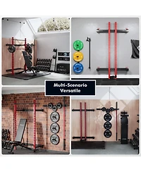 Mikolo 2" x 2" Folding Wall Mounted Squat Rack, 1000 Pounds Capacity Power Rack w/Pull Up Bar, J Hooks and Other Attachments, Space-Saving Home Gym