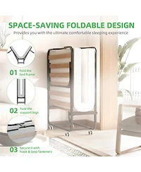 Portable Folding Bed with Mattress & Metal Frame for Easy Storage, 75"x 31"