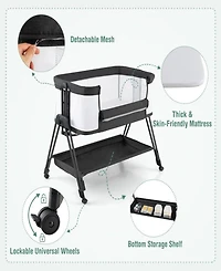 Gouun Portable Bedside Bassinet with 7 Adjustable Heights
