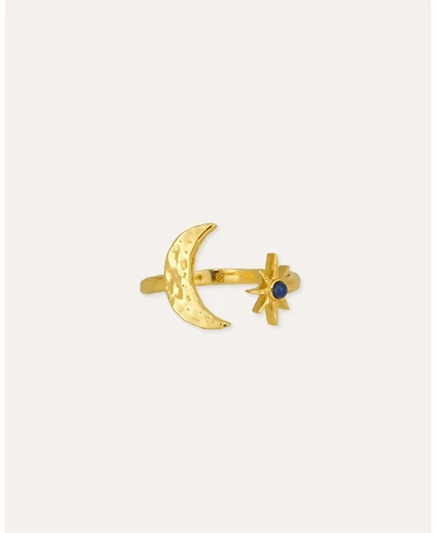 Ottoman Hands Lapis Moon and Star Stacking Ring