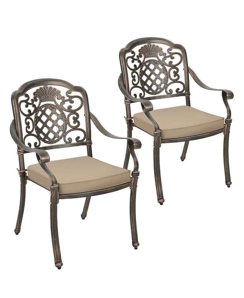 Stackable Aluminum Outdoor Dining Armchairs Set of 2