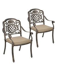 Stackable Aluminum Outdoor Dining Armchairs Set of 2