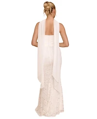 Six Stories Women's Lace Bandeau Maxi Dress With Neck Scarf
