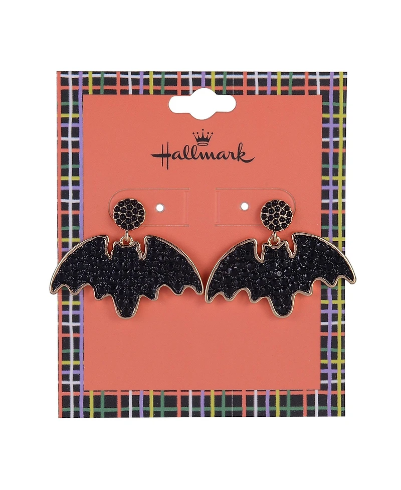 Hallmark Black Stone Bat Earrings