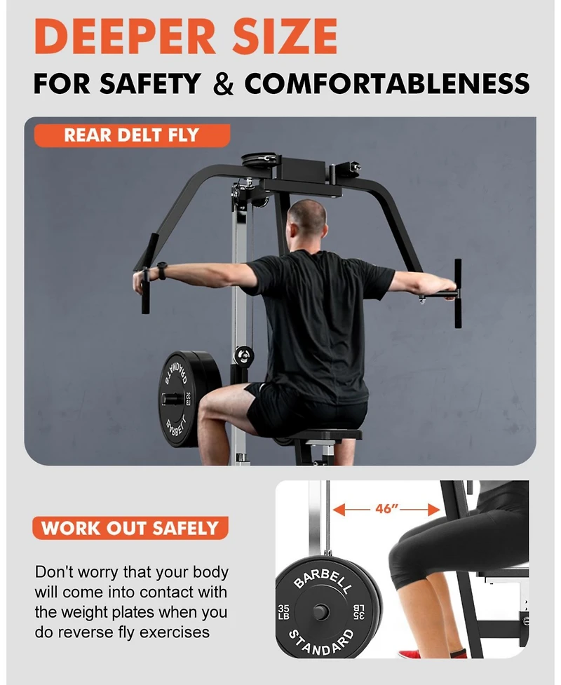 Mikolo Chest & Reverse Fly Machine - 400LB Plate Loaded Pec Deck with Band Pegs for Home Gym