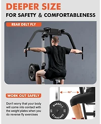 Mikolo Chest & Reverse Fly Machine - 400LB Plate Loaded Pec Deck with Band Pegs for Home Gym
