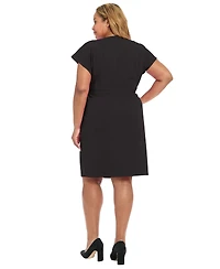 London Times Plus Size Sheath Crewneck Dress