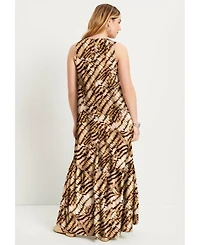 June + Vie Plus Cutout Neckline Maxi Dress