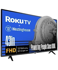 Westinghouse 43" Roku Smart Tv – 1080p Full Hd Led with Wi-Fi, Flat Screen Compatible with Apple HomeKit, Alexa, Google Assistant