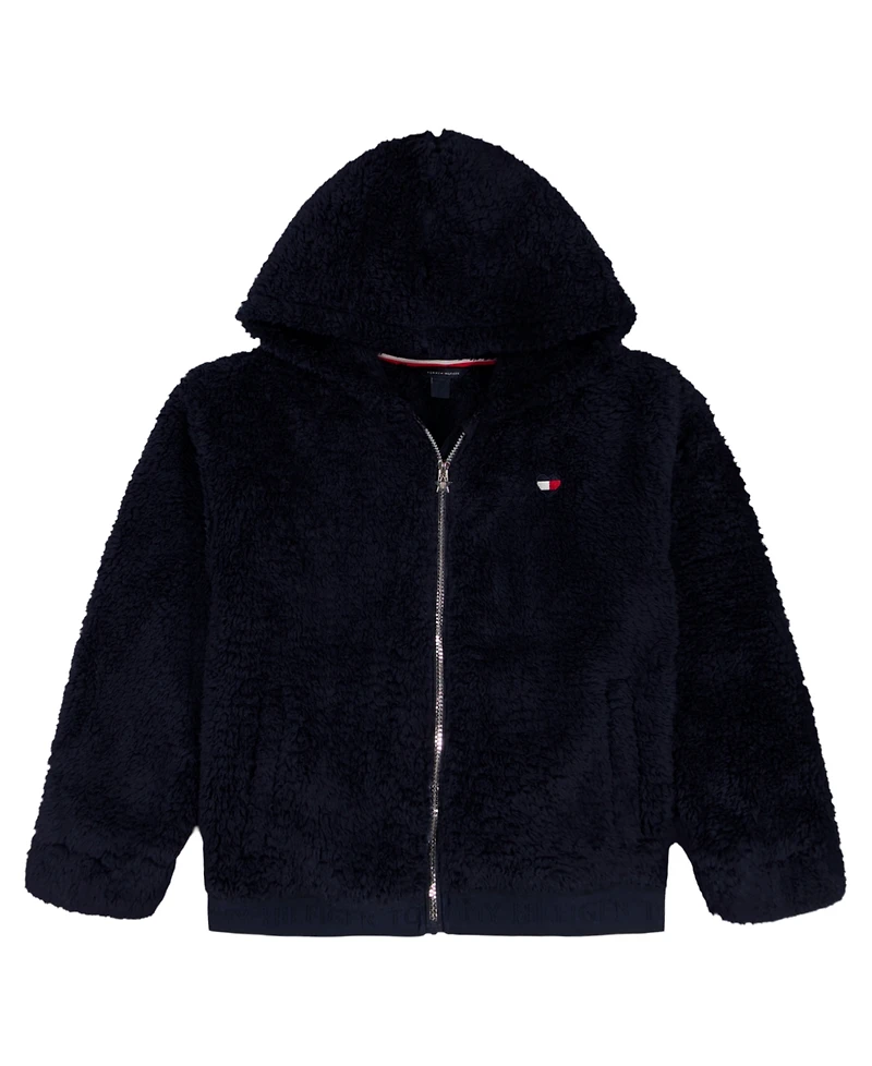 Tommy Hilfiger Girls 2T-6X Minky Loose Fit Zip Front Hoodie
