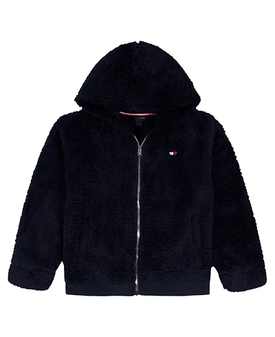 Tommy Hilfiger Girls 2T-6X Minky Loose Fit Zip Front Hoodie