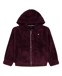 Tommy Hilfiger Girls 2T-6X Minky Logo-Stripe Zip Up Hoodie