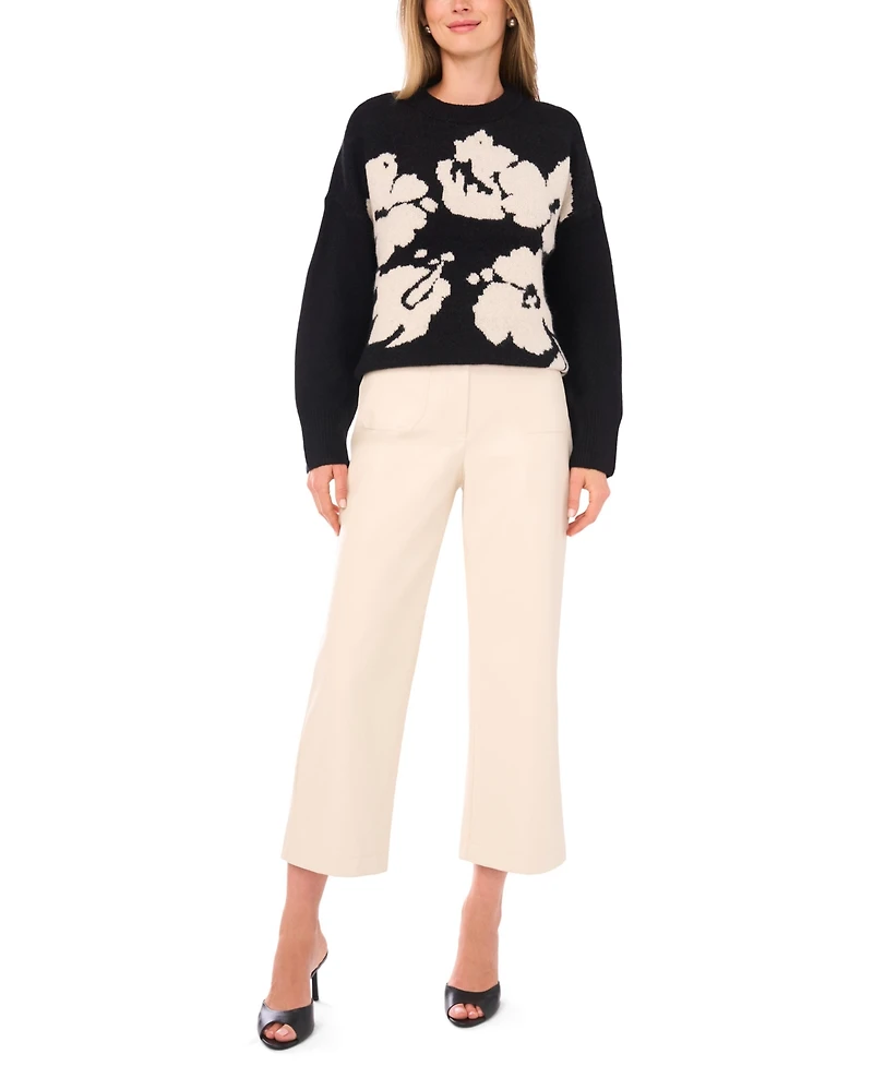 Vince Camuto Women's Flower Motif Crewneck Sweater