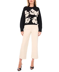Vince Camuto Women's Flower Motif Crewneck Sweater