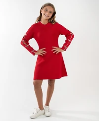 Rare Editions Girls 7-16 Bow Detail Long Sleeve Dress