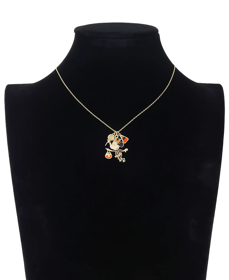 Disney Minnie Mouse Crystal and Mother of Pearl Trick or Treat Pendant Necklace
