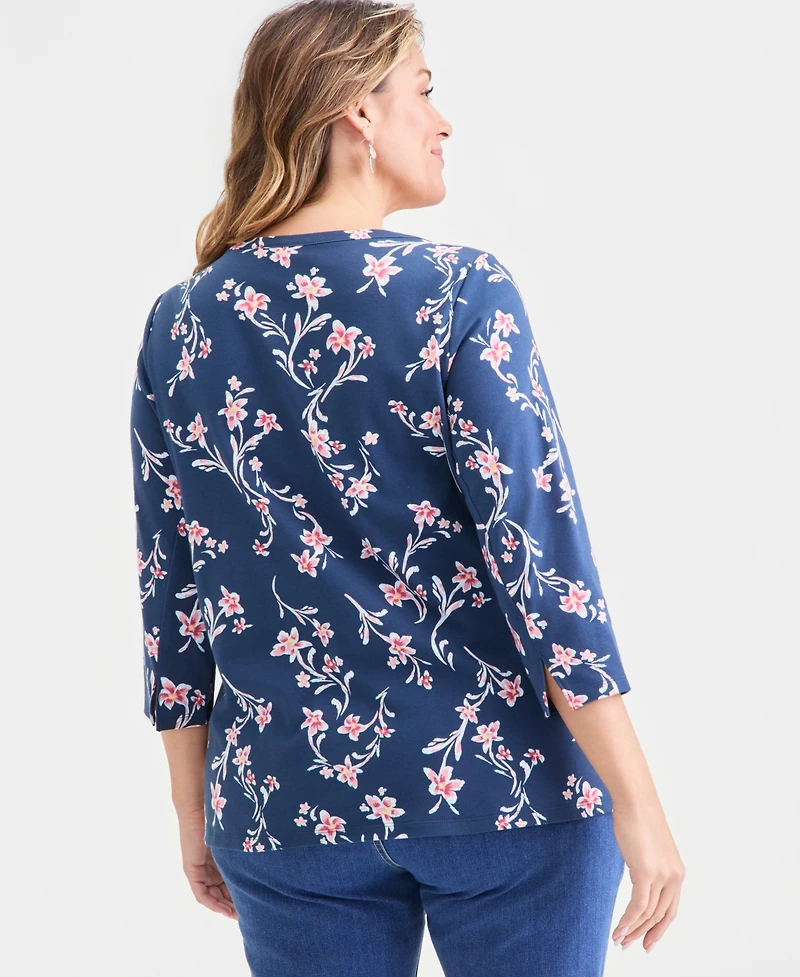 Style & Co Plus Size Cotton Boat-Neck Top, Macy's Exclusive