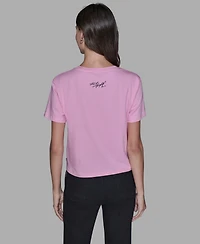 Karl Lagerfeld Paris Women's Short-Sleeve Pocket T-Shirt
