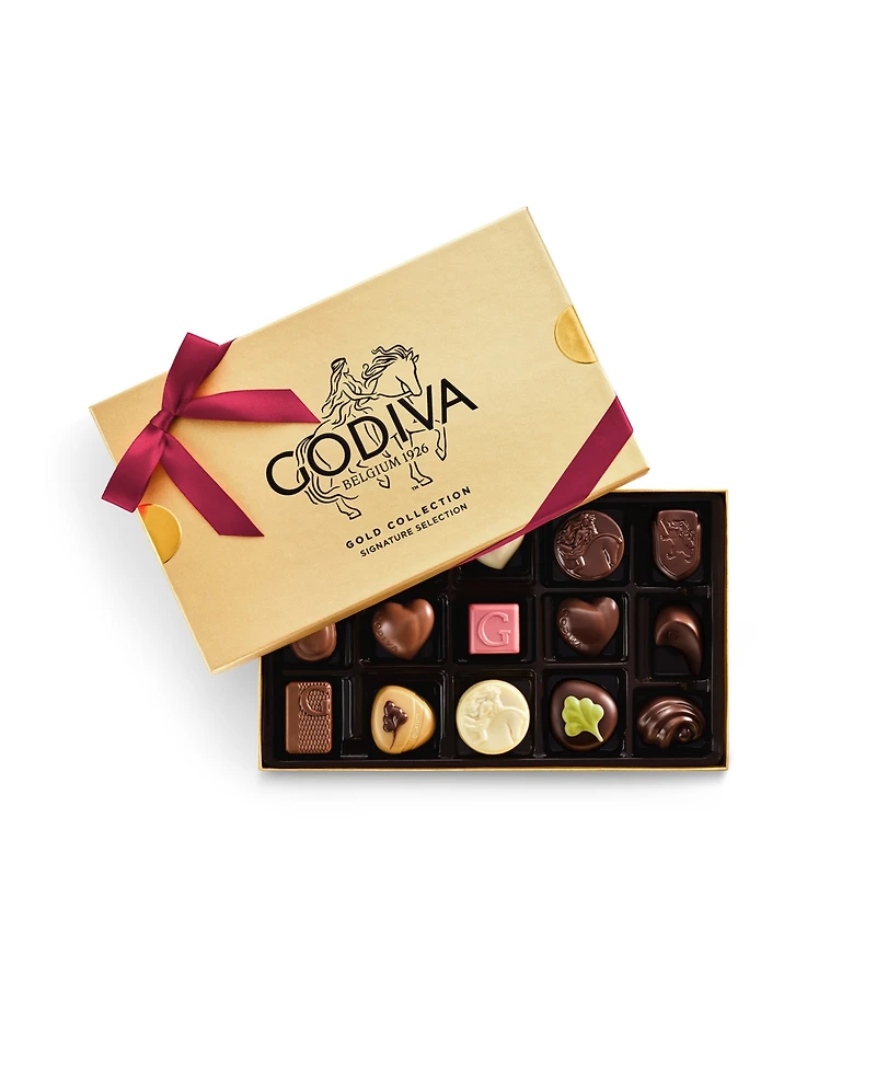 Godiva Assorted Chocolate Gift Box with Ribbon, 15-Pc - Wine