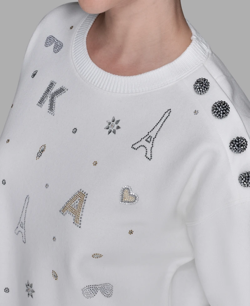Karl Lagerfeld Paris Women's Printed Long-Sleeve Sweatshirt