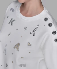 Karl Lagerfeld Paris Women's Printed Long-Sleeve Sweatshirt