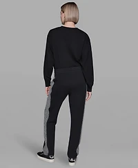 Karl Lagerfeld Paris Women's Mid-Rise Straight Jogger Pants