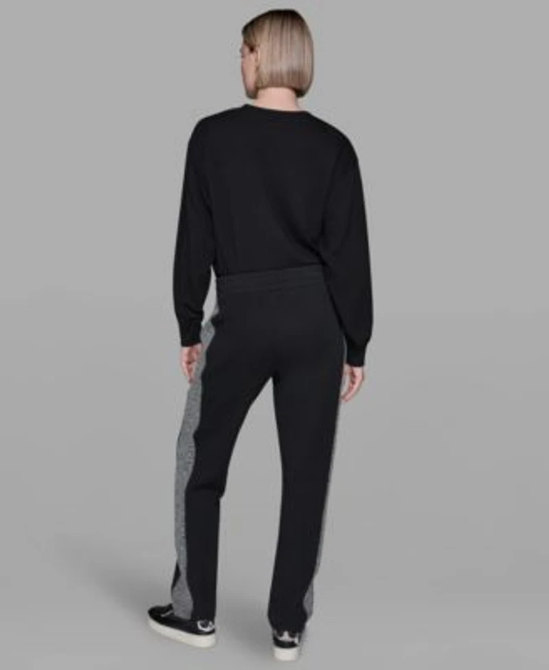 Karl Lagerfeld Paris Womens Motif Crewneck Sweatshirt Mid Rise Straight Jogger Pants