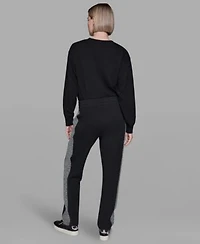 Karl Lagerfeld Paris Womens Motif Crewneck Sweatshirt Mid Rise Straight Jogger Pants