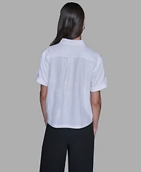 Karl Lagerfeld Paris Women's Tonal Embroidered Top