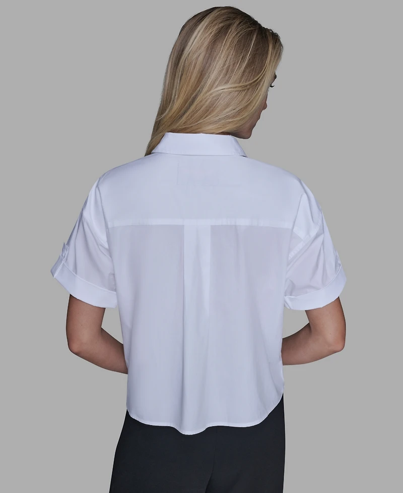 Karl Lagerfeld Paris Women's Solid Floral Top