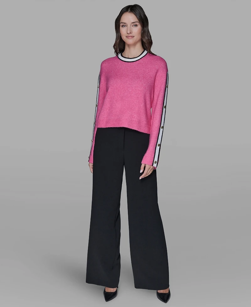 Karl Lagerfeld Paris Women's Contrast Trim Pull-On Sweater