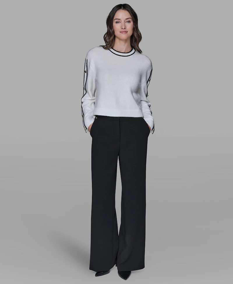 Karl Lagerfeld Paris Women's Contrast Trim Pull-On Sweater