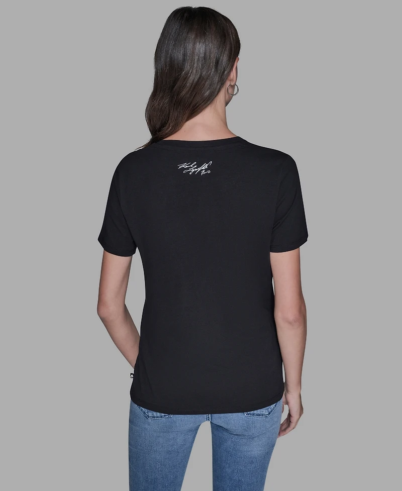 Karl Lagerfeld Paris Women's Printed Short-Sleeve T-Shirt