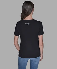 Karl Lagerfeld Paris Women's Printed Short-Sleeve T-Shirt