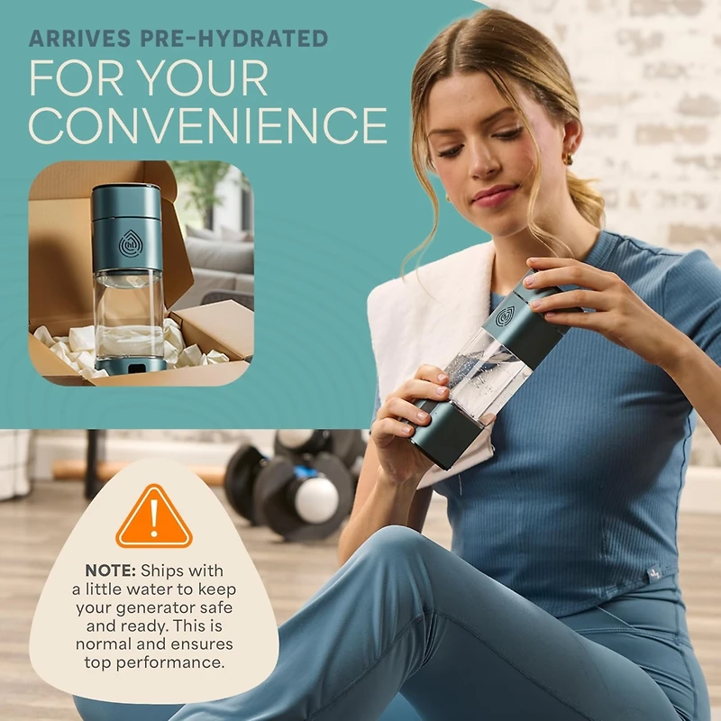 Lifepro HydroLife Peak 280ml Hydrogen Water Bottle with Spe/Pem Tech, Oled Display & Usb-c Charging