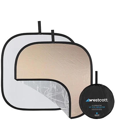 Westcott 42" Illuminator Collapsible 4-in-1 Reflector Kit, Includes Sunlight/Silver Reflector, Diffusion Panel