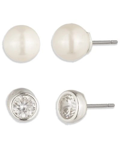 Lauren Ralph Lauren 2-Pc. Cubic Zirconia and Imitation Pearl Duo Earrings Set